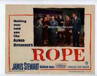 s087 ROPE movie lobby card #2 '48 Alfred Hitchcock, cast portrait!