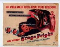 s097 STAGE FRIGHT title movie lobby card '50 Marlene Dietrich, Hitchcock