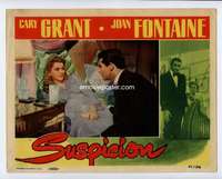 s013 SUSPICION #2 movie lobby card '41 Cary Grant & Fontaine in bed!