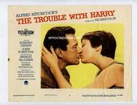 s170 TROUBLE WITH HARRY movie lobby card #2 '55 Forsythe & MacLaine c/u