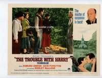 s180 TROUBLE WITH HARRY movie lobby card #8 R63 top stars by body!