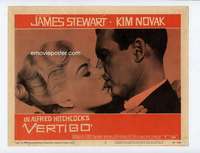 s213 VERTIGO movie lobby card #2 '58 Stewart & Novak kiss close up!