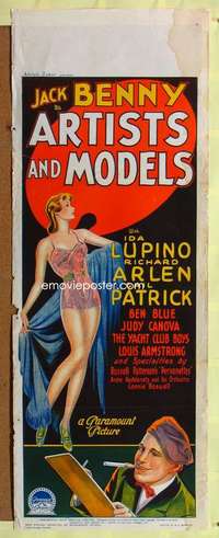 t022 ARTISTS & MODELS long Aust daybill movie poster '37 Jack Benny