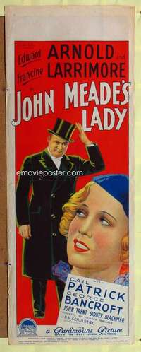 t027 JOHN MEADE'S WOMAN long Aust daybill movie poster '36 stone litho!