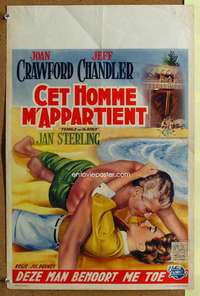 t277 FEMALE ON THE BEACH Belgian movie poster '55 Crawford, Chandler