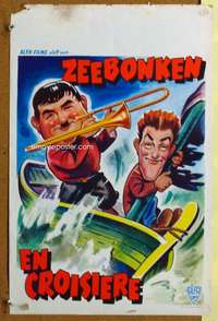 t293 SAPS AT SEA Belgian movie poster R50s Laurel & Hardy, Roach!