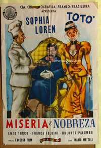 t194 MISERIA E NOBREZA Brazilian movie poster '54 Sophia Loren, Toto