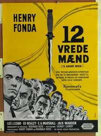 t215 12 ANGRY MEN Danish movie poster '57 Henry Fonda, Wenzel art!