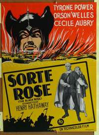 t216 BLACK ROSE Danish movie poster '50 Tyrone Power, Welles