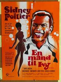 t220 FOR LOVE OF IVY Danish movie poster '68 art of Sidney Poitier!