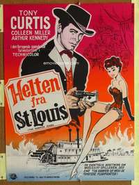 t230 RAWHIDE YEARS Danish movie poster '55 poker playing Tony Curtis!