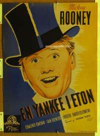 t239 YANK AT ETON Danish movie poster '42 Strand art of Mickey Rooney