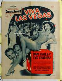 t188 MEET ME IN LAS VEGAS French 23x30 movie poster '56 Cyd Charisse