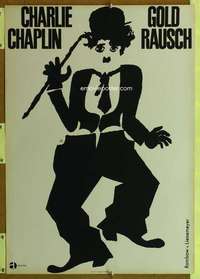 t253 GOLD RUSH German movie poster R60s Charlie Chaplin classic!
