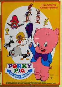 t261 PORKY PIG SHOW German movie poster '64 Bugs Bunny, Tweety!