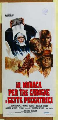 t051 BIG BUST-OUT Italian locandina movie poster '72 nun throws rock!