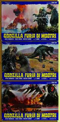 t122 GODZILLA VS THE SMOG MONSTER 3 Italian photobusta movie posters '72