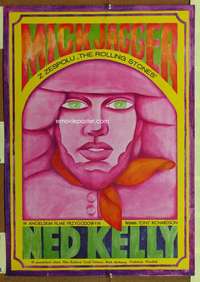 t397 NED KELLY Polish 23x33 movie poster '70 Mick Jagger, cool art!