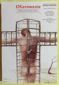 t457 SACRIFICE Polish movie poster '86 Tarkovsky, wild Kowalik art!