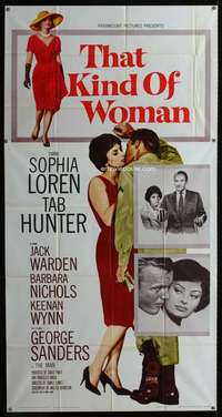 v038 THAT KIND OF WOMAN three-sheet movie poster '59 Sophia Loren, Hunter