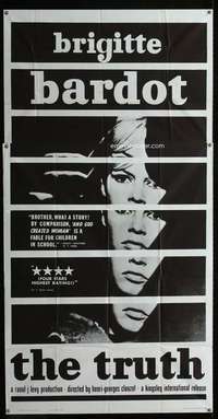 v009 TRUTH three-sheet movie poster '61 Brigitte Bardot, Clouzot, La Verite!