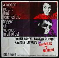 v035 FIVE MILES TO MIDNIGHT six-sheet movie poster '63 Sophia Loren