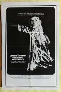 v112 BRIDE WORE BLACK one-sheet movie poster '68 Francois Truffaut, Moreau