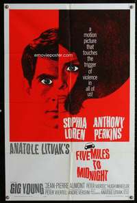 v049 FIVE MILES TO MIDNIGHT one-sheet movie poster '63 Sophia Loren
