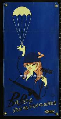 v022 BABETTE GOES TO WAR blue French 15x31 movie poster '60 Bardot
