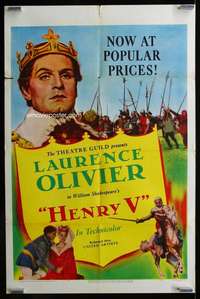 v147 HENRY V one-sheet movie poster R50 Laurence Olivier, Shakespeare