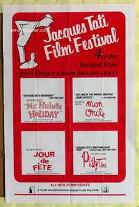 v152 JACQUES TATI FILM FESTIVAL one-sheet movie poster '83 his four best!