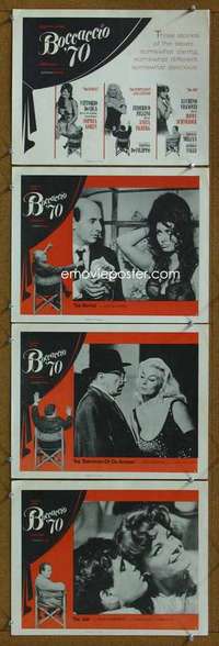 v087 BOCCACCIO '70 4 movie lobby cards '62 Fellini, Sophia Loren