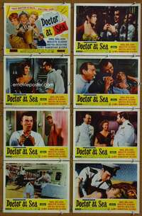 v027 DOCTOR AT SEA 8 movie lobby cards '56 Brigitte Bardot, Bogarde