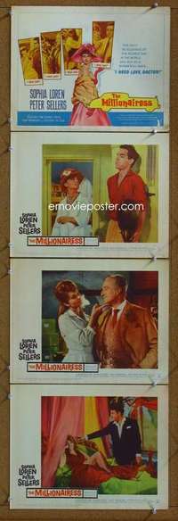 v088 MILLIONAIRESS 4 movie lobby cards '60 Sophia Loren, Peter Sellers