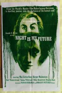 v195 NIGHT IS MY FUTURE one-sheet movie poster '62 Ingmar Bergman, Swedish!