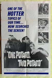 v201 ONE POTATO TWO POTATO one-sheet movie poster '64 interracial love!