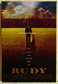 v572 RUDY DS one-sheet movie poster '93 Sean Astin, Notre Dame football!