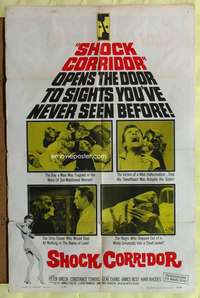 v229 SHOCK CORRIDOR one-sheet movie poster '63 Sam Fuller's masterpiece!