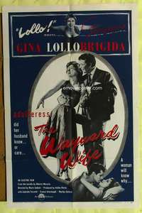 v248 WAYWARD WIFE one-sheet movie poster '54 gorgeous Gina Lollobrigida!