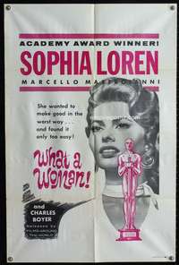 v063 WHAT A WOMAN one-sheet movie poster '58 Sophia Loren, Mastroianni