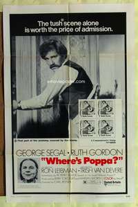 v249 WHERE'S POPPA one-sheet movie poster '70 George Segal, Ruth Gordon