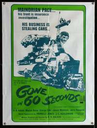 w592 GONE IN 60 SECONDS Aust 1sh movie poster '74 car theft!