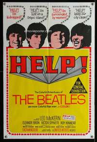 w596 HELP Aust 1sh movie poster '65 The Beatles, rock & roll classic!