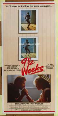 w622 9 1/2 WEEKS Aust daybill movie poster '86 Mickey Rourke, Basinger