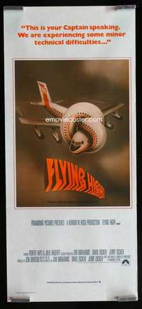 w628 AIRPLANE Aust daybill movie poster '80 Bridges, Flying High!
