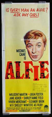 w633 ALFIE Aust daybill movie poster '66 Michael Caine, Martin