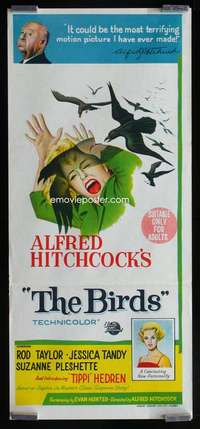 w672 BIRDS Aust daybill movie poster '63 Alfred Hitchcock, Tippi Hedren