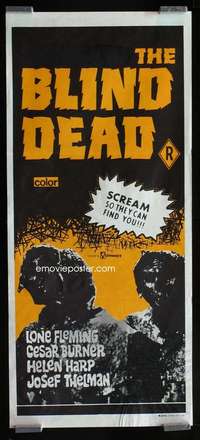 w674 BLIND DEAD Aust daybill movie poster '71 Spanish horror!