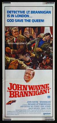 w679 BRANNIGAN Aust daybill movie poster '75 John Wayne in England!