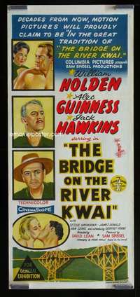 w682 BRIDGE ON THE RIVER KWAI Aust daybill movie poster '58 Holden